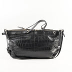 Saint Laurent Croc Embossed Tote Black