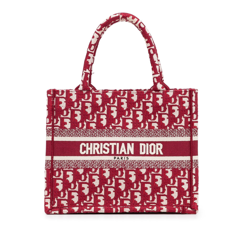Dior Book Tote Small Red Oblique Canvas