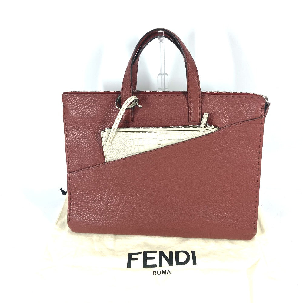 FENDI Business bag leather Brown Handbag Celeria mens