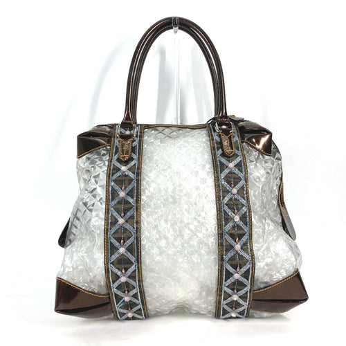 FENDI Tote Bag Plastics Brown vintage Zucca Bijoux Women