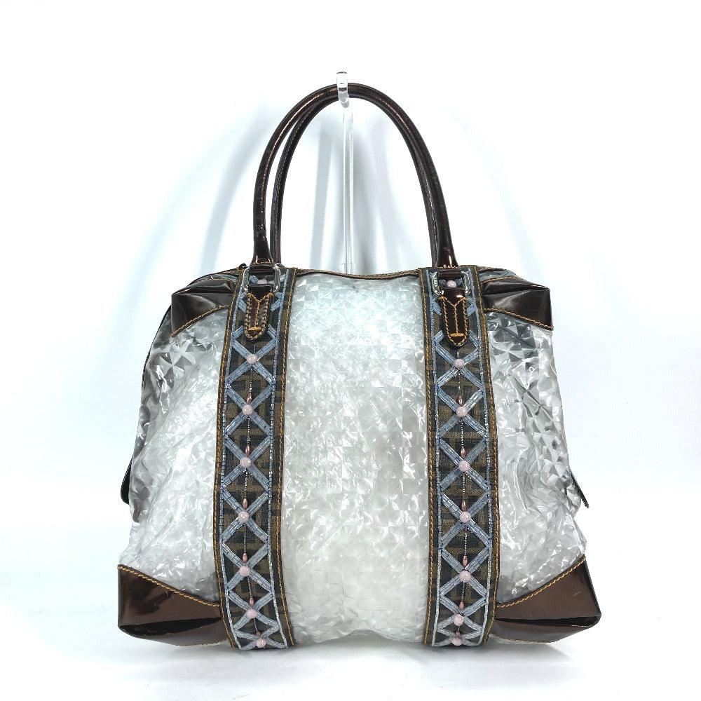FENDI Tote Bag Plastics Brown vintage Zucca Bijoux Women
