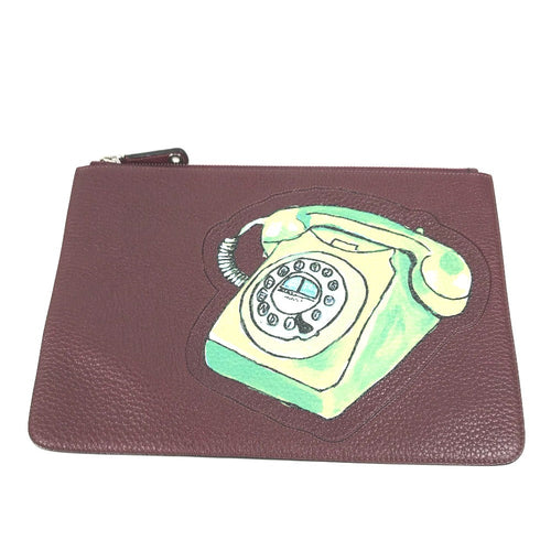 FENDI Clutch bag 7N0078 leather Brown type Pouch pouch Telephone Design mens