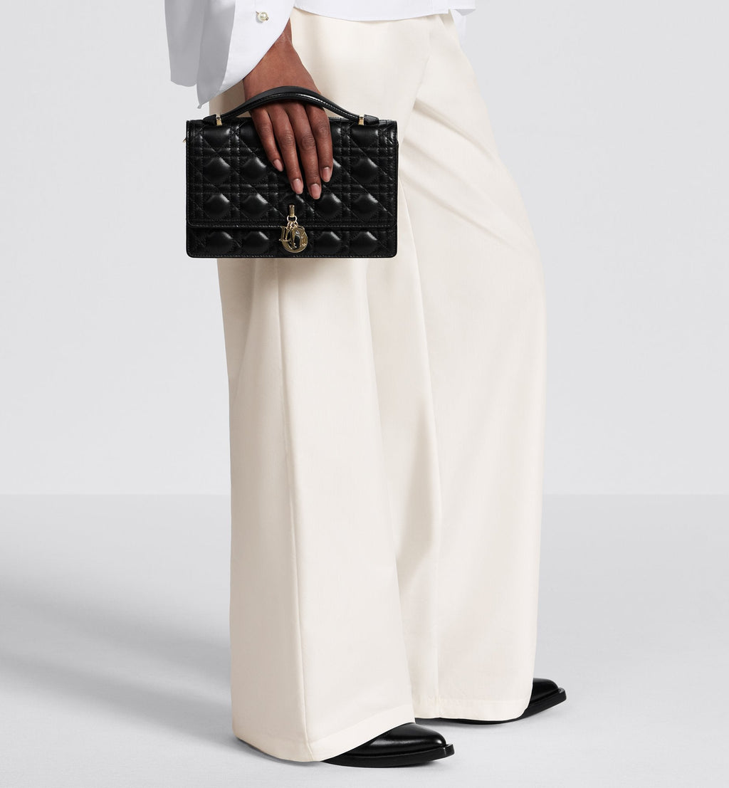 My Dior Top Handle Bag Black Cannage Lambskin