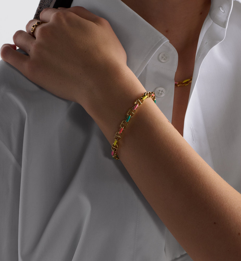 Dioriviera Petit Cd Bracelet Gold Finish Metal And Multicolor Lacquer