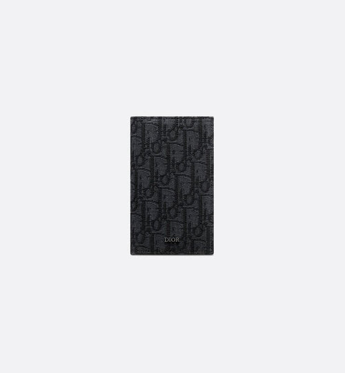 Long Bifold Card Holder Black Dior Oblique Jacquard