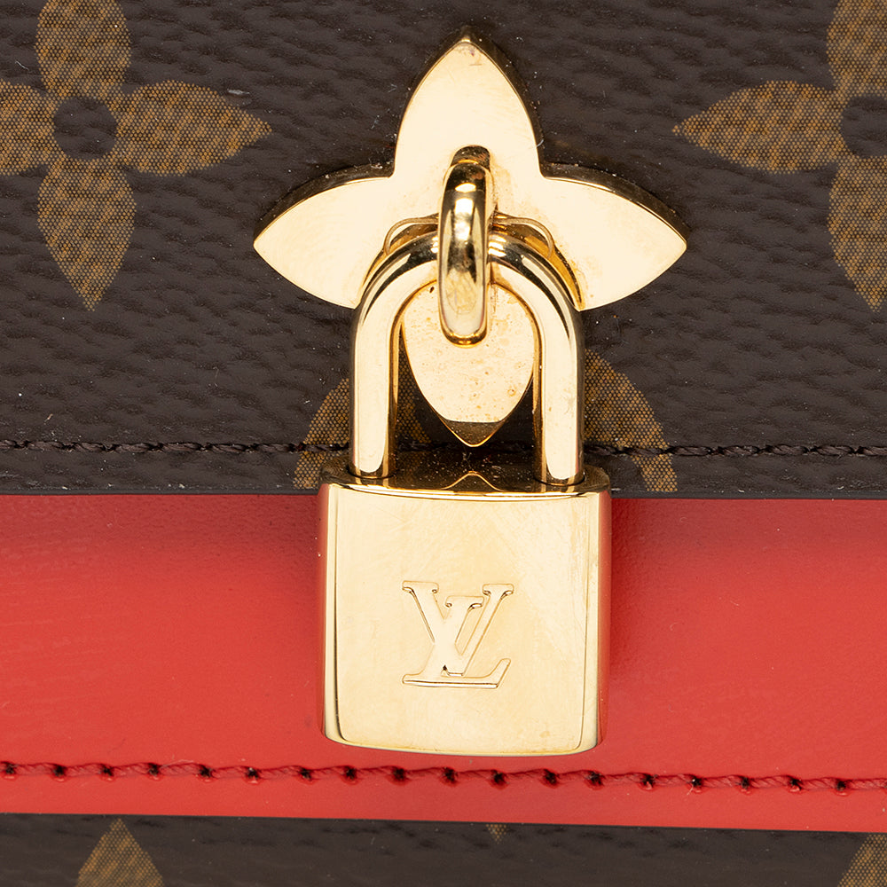 Louis Vuitton Monogram Canvas Flower Lock Compact Wallet (SHF-18992)