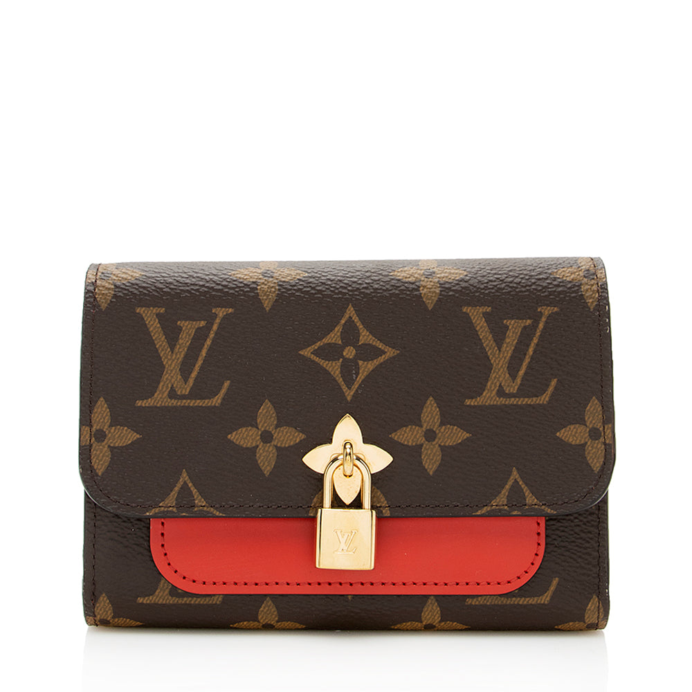 Louis Vuitton Monogram Canvas Flower Lock Compact Wallet (SHF-18992)