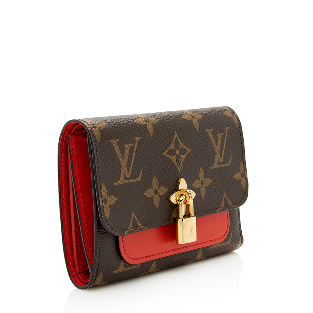 Louis Vuitton Monogram Canvas Flower Lock Compact Wallet (SHF-18992)