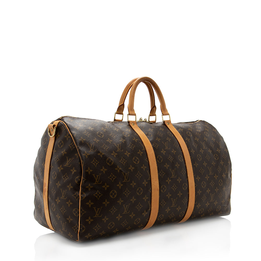 Louis Vuitton Vintage Monogram Canvas Keepall Bandouliere 55 Duffle Bag (SHF-18608)