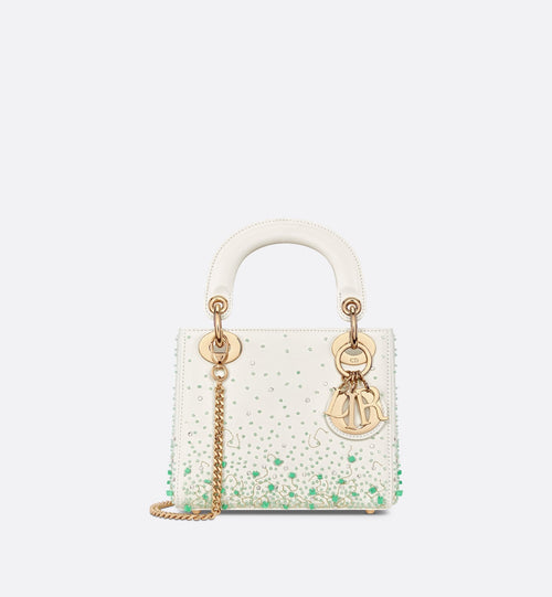 Mini Lady Dior Bag Calfskin With Green Embroidered Gradient