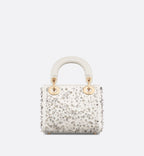 Mini Lady Dior Bag Latte Satin Embroidered With Beads