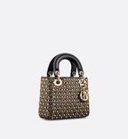 Mini Lady Dior Bag Cotton Embroidered With Resin Pearls, Crystals And Gold-Tone Metallic Thread