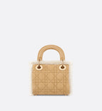 Mini Lady Dior Bag Beige Suede And Ecru Lambskin Shearling