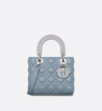 Small Lady Dior Bag Two Tone Slate Blue And Gray Cannage Lambskin