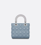 Small Lady Dior Bag Two Tone Slate Blue And Gray Cannage Lambskin
