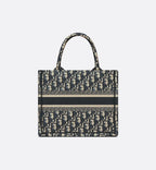 Small Dior Book Tote Ecru and Blue Dior Oblique Embroidery