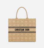 Large Dior Book Tote Natural Cannage Raffia