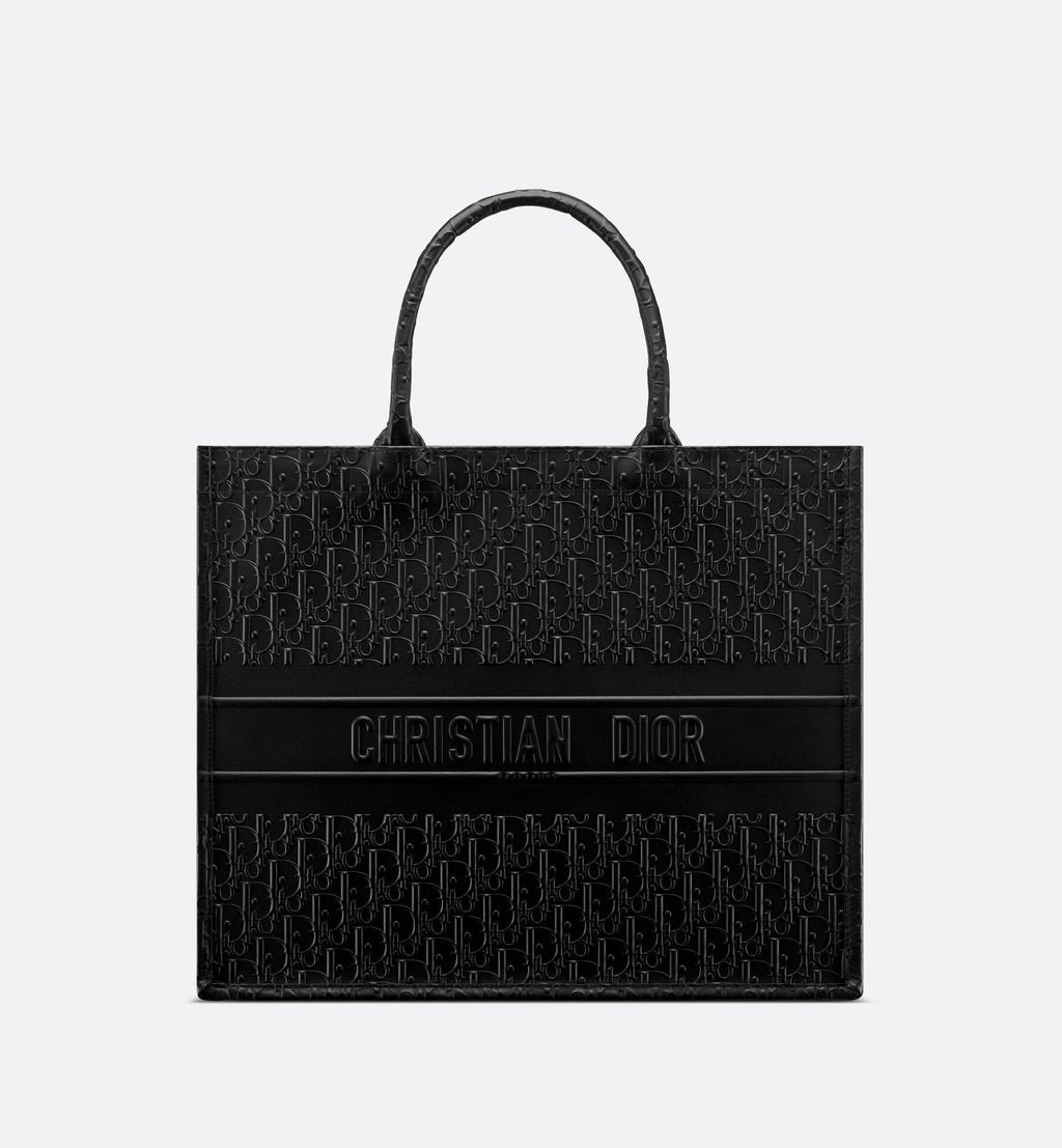Large Dior Book Tote Black Dior Oblique Embossed Calfskin