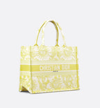Medium Dioriviera Dior Book Tote Lemon Yellow Toile De Jouy Soleil Embroidery