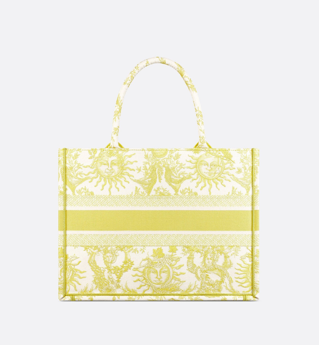 Medium Dioriviera Dior Book Tote Lemon Yellow Toile De Jouy Soleil Embroidery