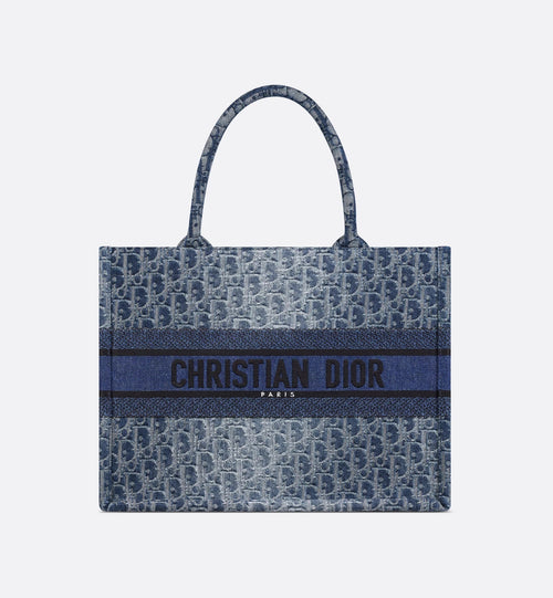 Medium Dior Book Tote Blue Denim Dior Oblique Jacquard