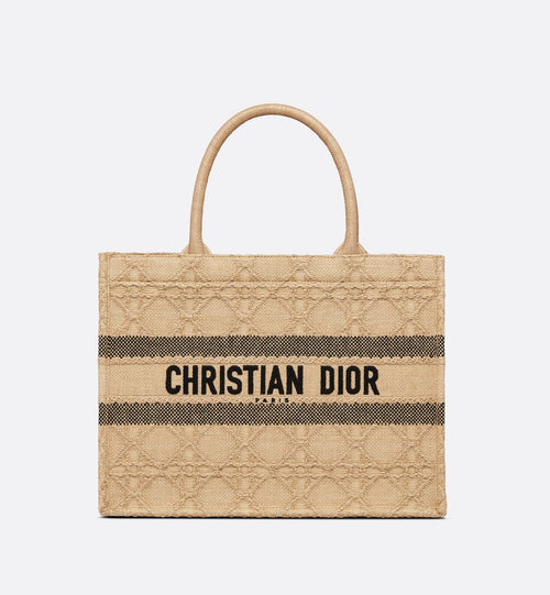 Medium Dior Book Tote Natural Cannage Raffia