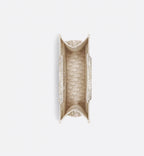 Medium Dior Book Tote White and Gold-Tone Dior Oblique Embroidery