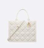 Medium Dior Book Tote Latte Macrocannage Calfskin