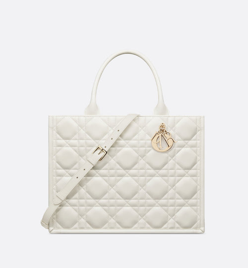 Medium Dior Book Tote Latte Macrocannage Calfskin