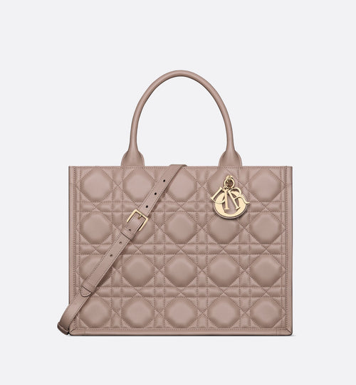 Medium Dior Book Tote Warm Taupe Macrocannage Calfskin (36.5 X 28 X 16.5 Cm)