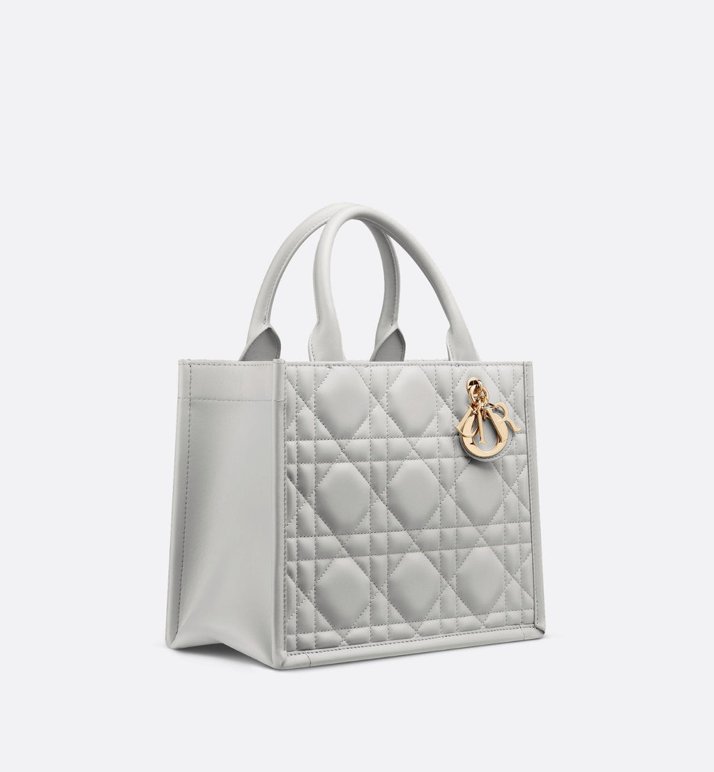 Small Dior Book Tote Cloud Gray Macrocannage Calfskin