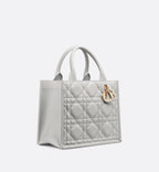 Small Dior Book Tote Cloud Gray Macrocannage Calfskin