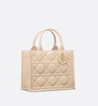 Small Dior Book Tote Powder Beige Macrocannage Calfskin