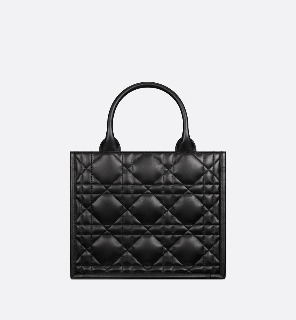 Small Dior Book Tote Black Macrocannage Calfskin