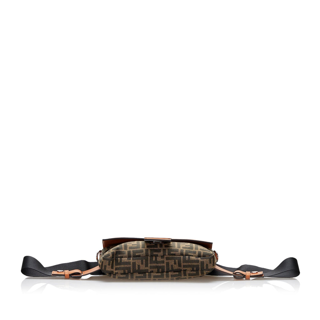 Fendi Zucca Baguette Convertible Belt Bag Brown Canvas Leather
