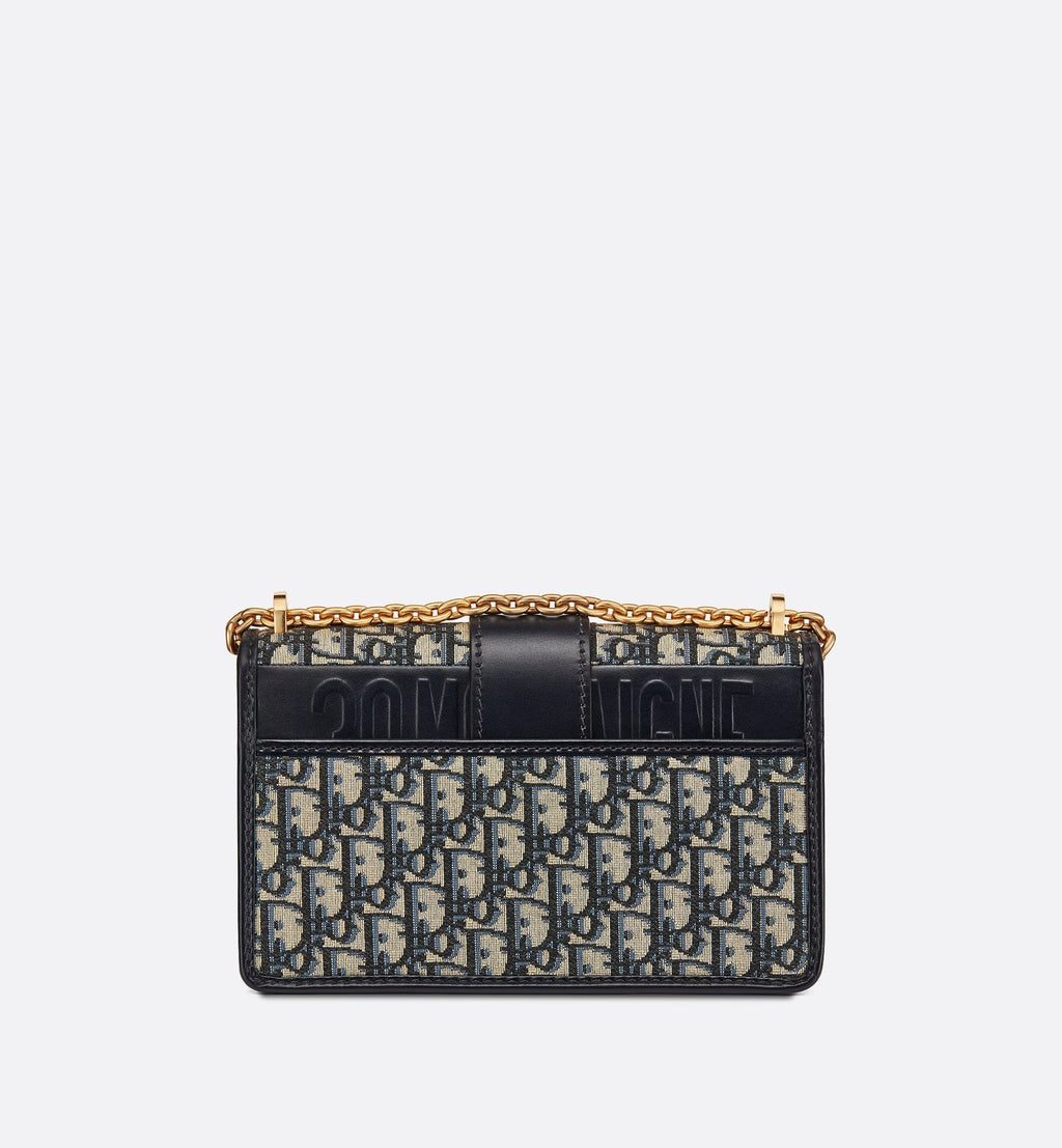 30 Montaigne Chain Bag Blue Dior Oblique Jacquard