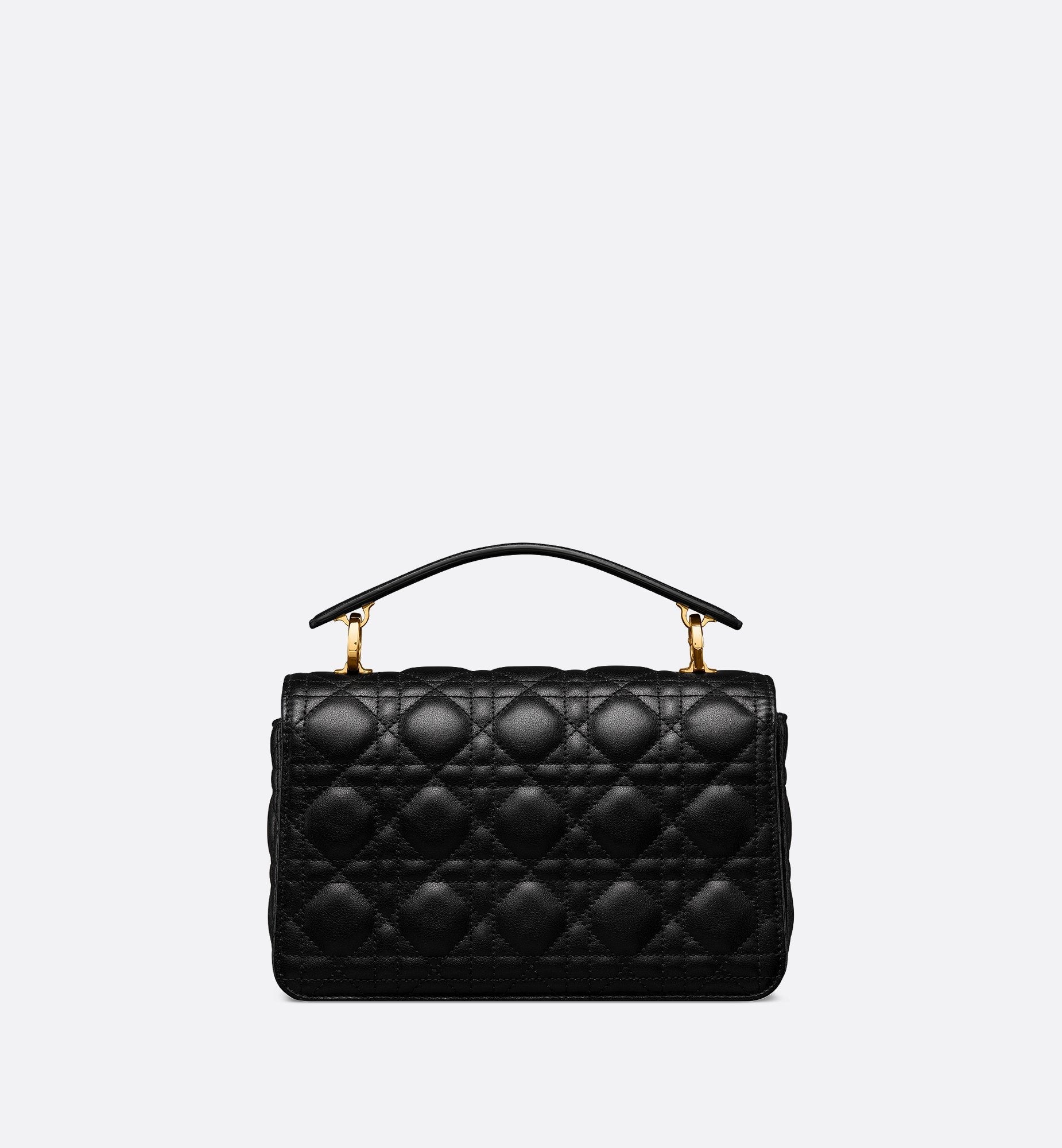 Small Dior Jolie Top Handle Bag Black Cannage Calfskin