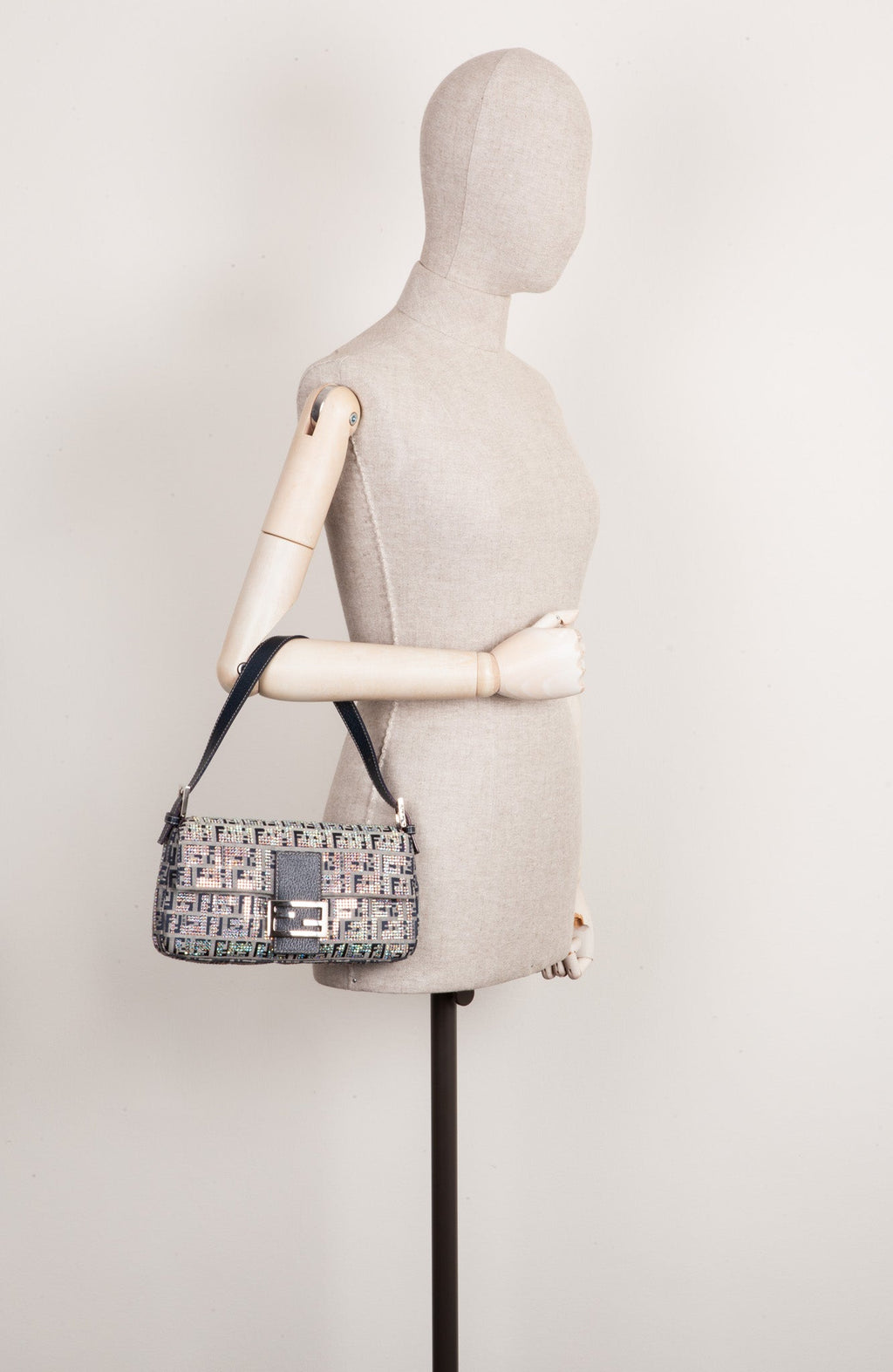 FENDI Zucchino Crystal Baguette Bag