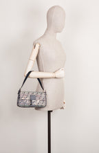 FENDI Zucchino Crystal Baguette Bag