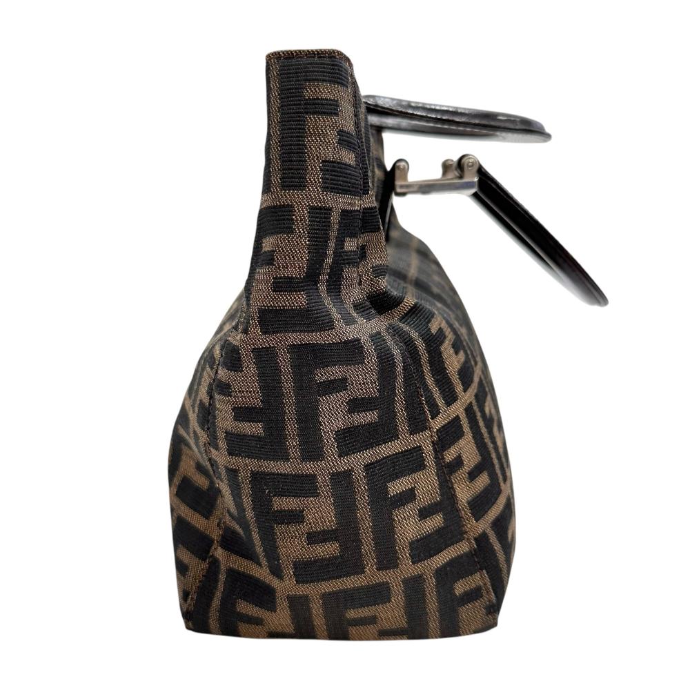 Fendi Zucca Canvas Leather Handbag Brown