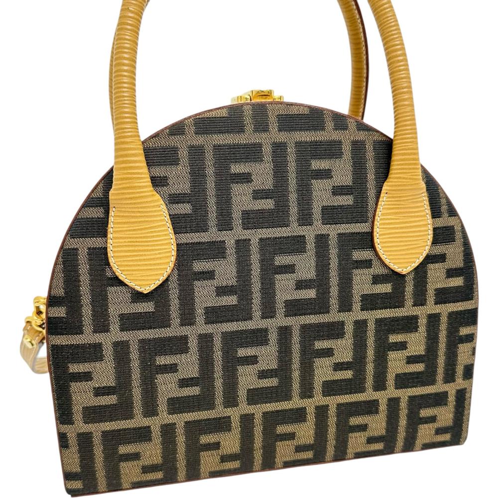 Fendi Canvas 2WAY Shoulder Handbag Beige