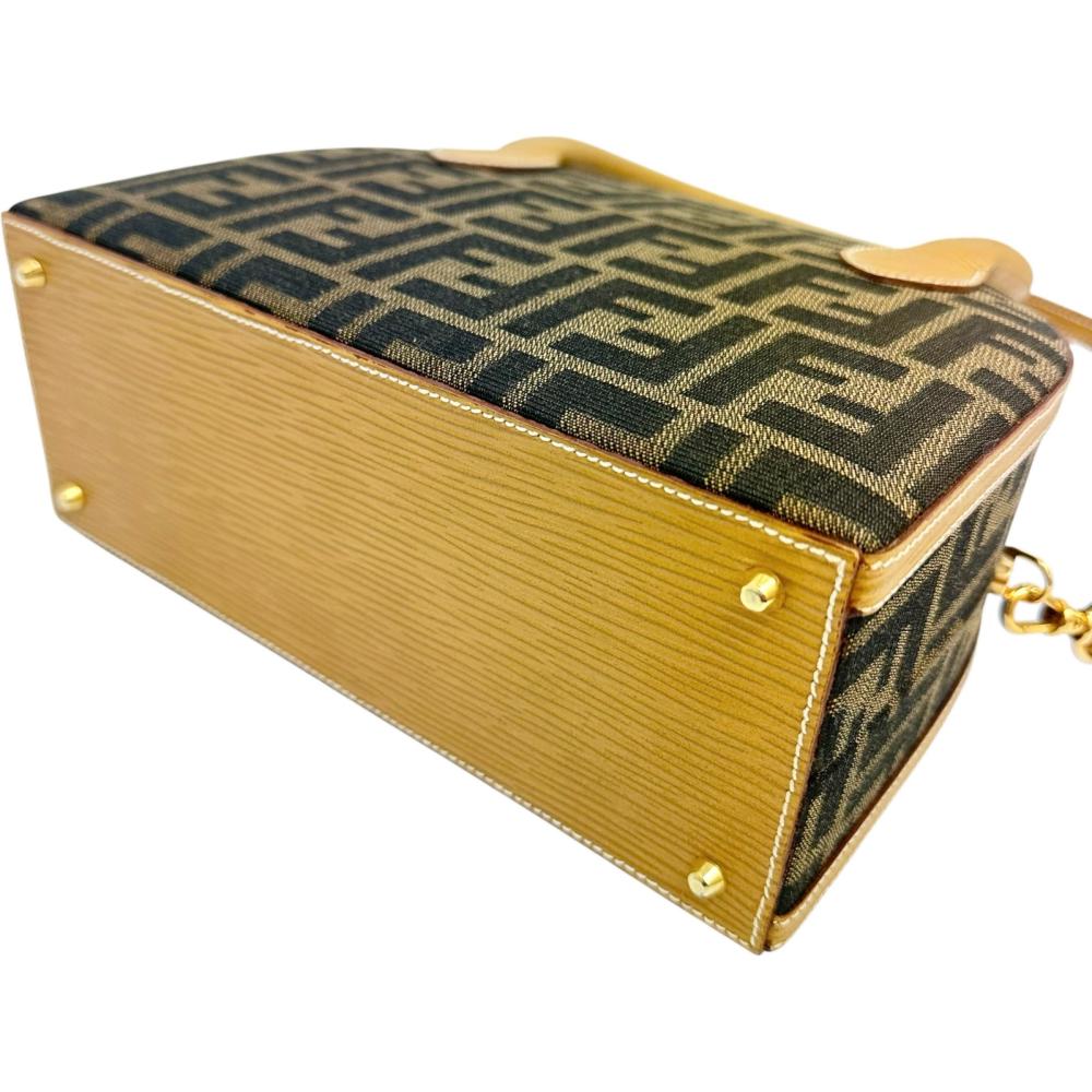 Fendi Canvas 2WAY Shoulder Handbag Beige