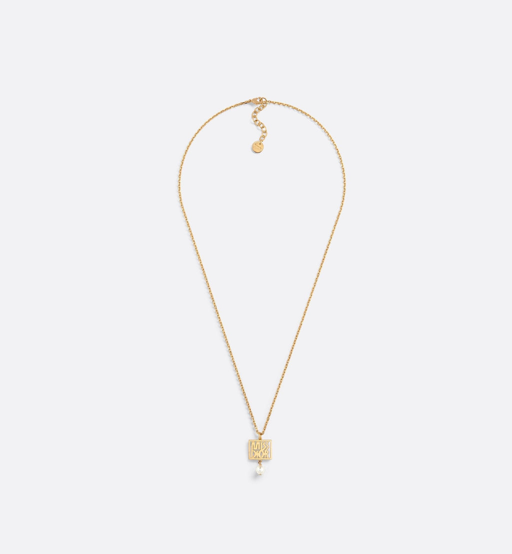 Miss Dior Necklace Gold Finish Metal And A White Resin Pearl