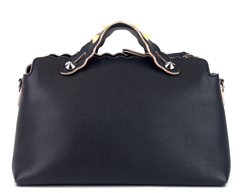 Fendi Black Leather Small Pearl Embellished By The Way Satchel