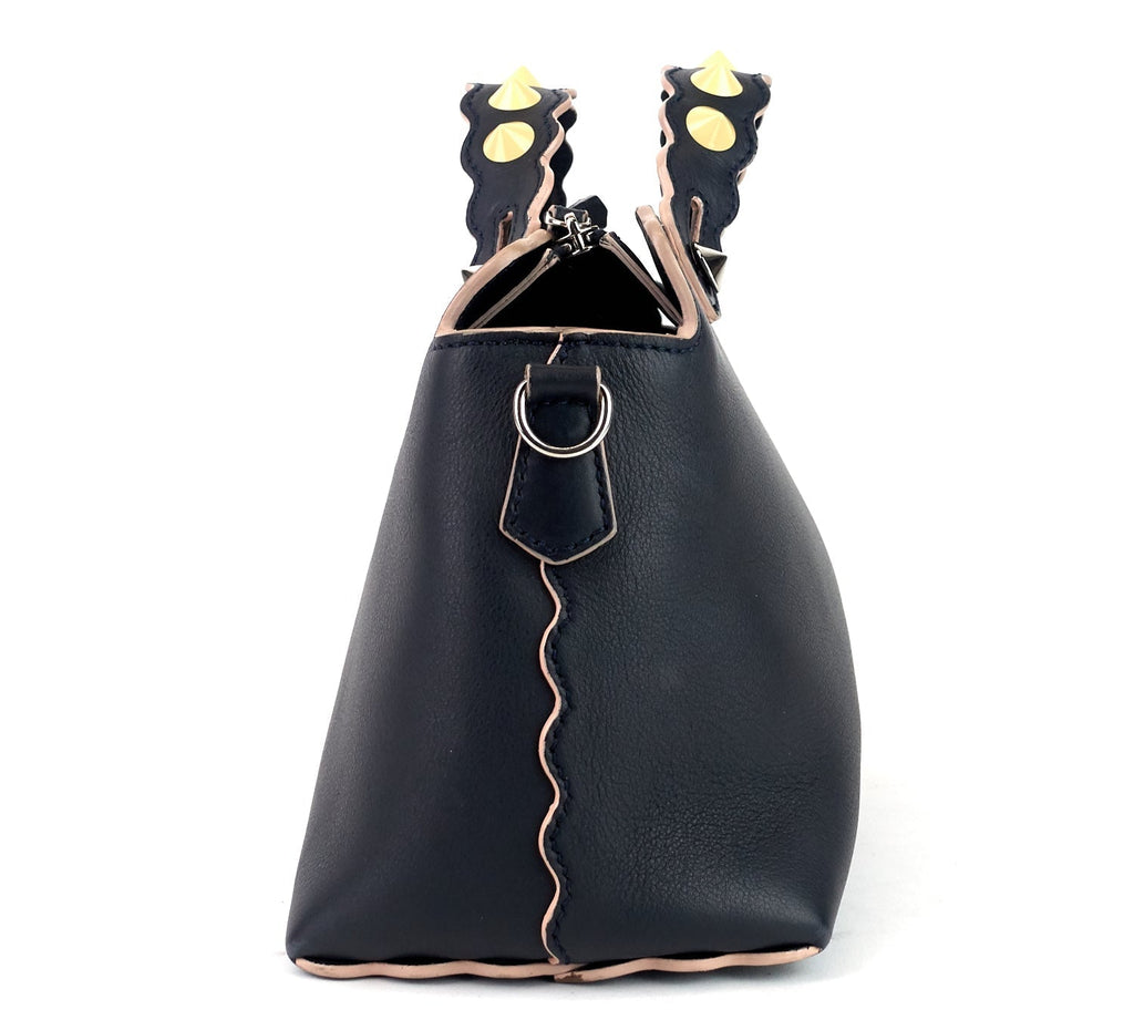 Fendi Black Leather Small Pearl Embellished By The Way Satchel