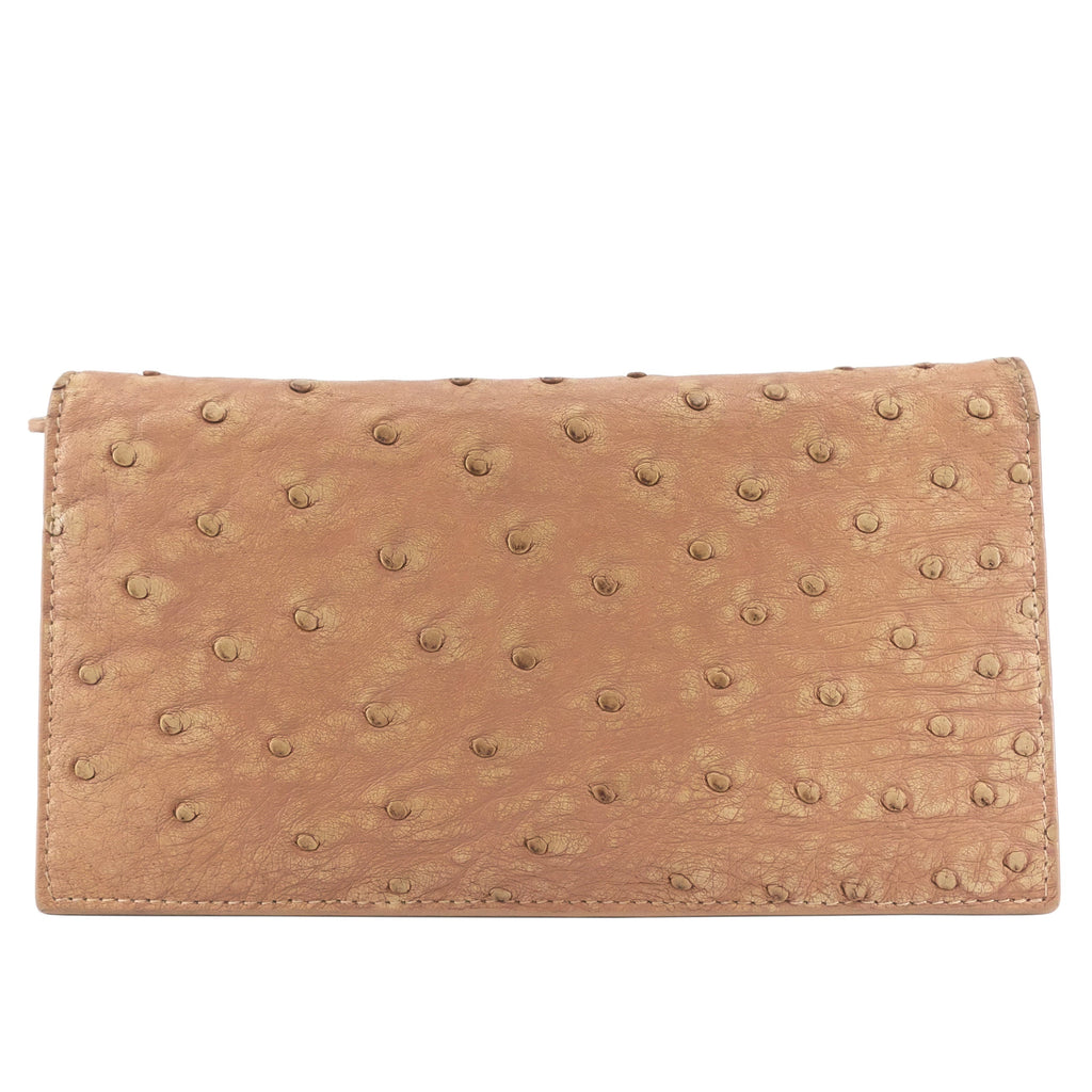 BOTTEGA VENETA Intrecciato Ostrich Leather Long Wallet
