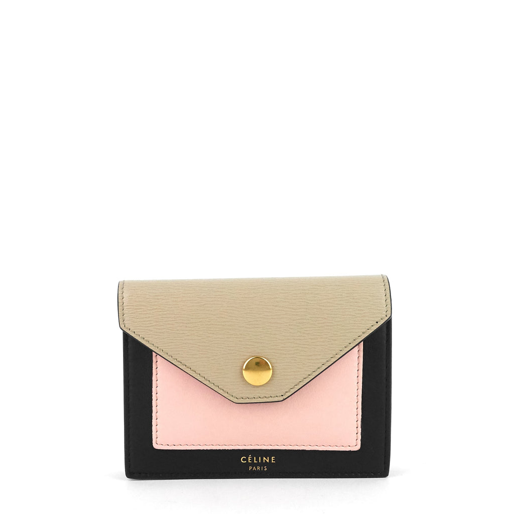 CELINE Pocket Tricolour Calfskin Card Holder