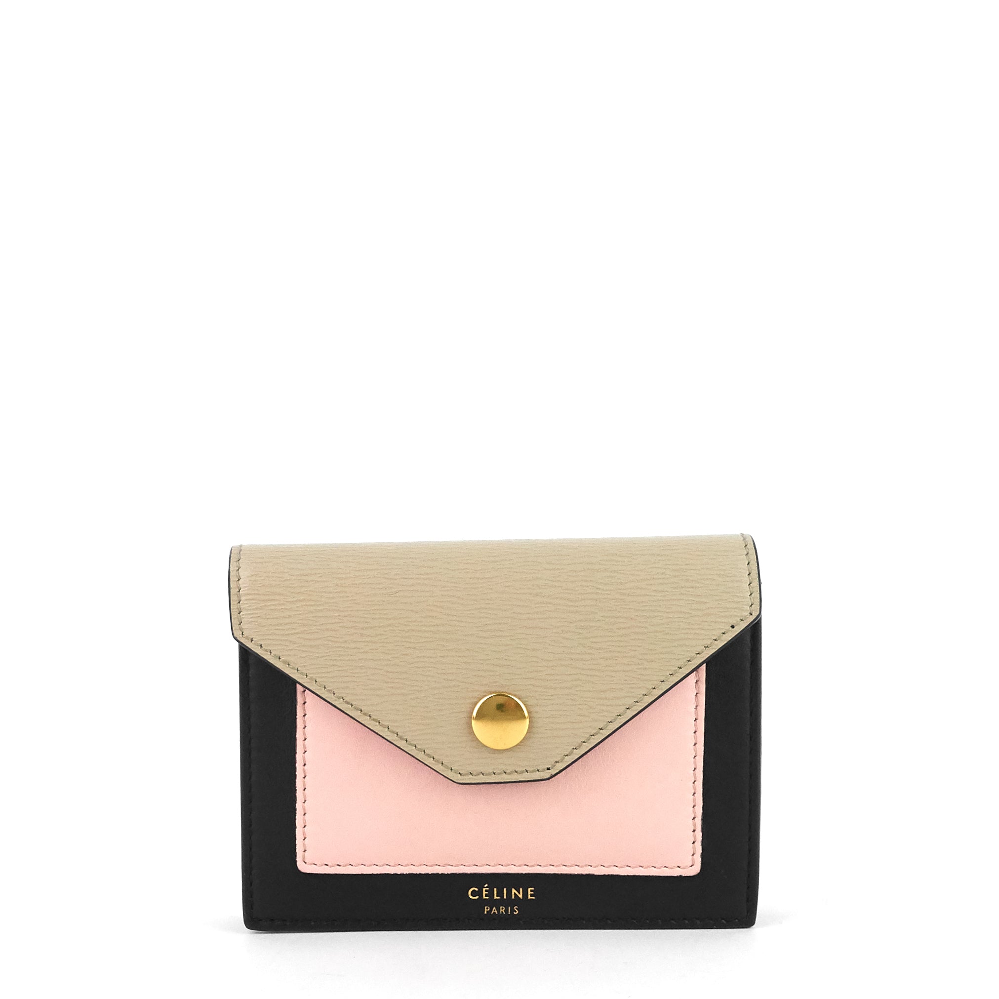 CELINE Pocket Tricolour Calfskin Card Holder