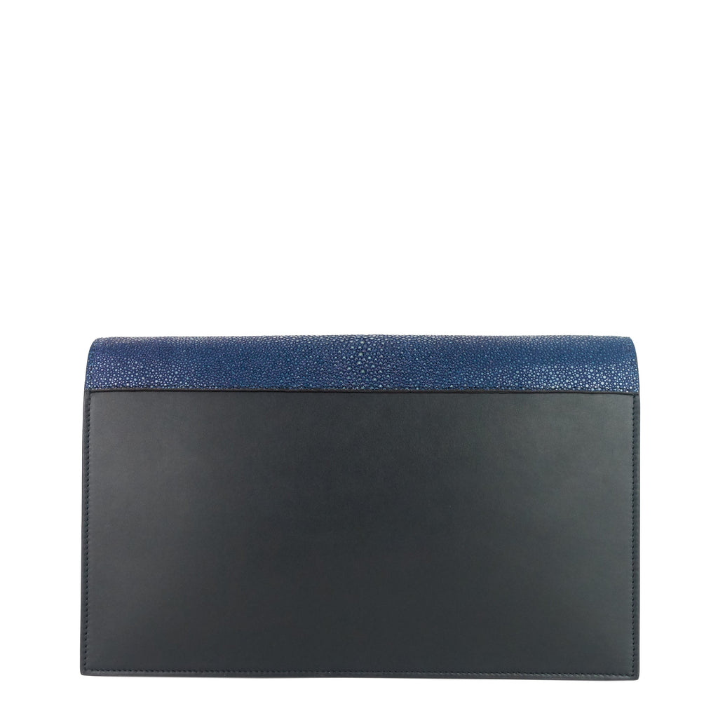 CELINE Pocket Evening Leather and Shagreen Flap on Chain Bag