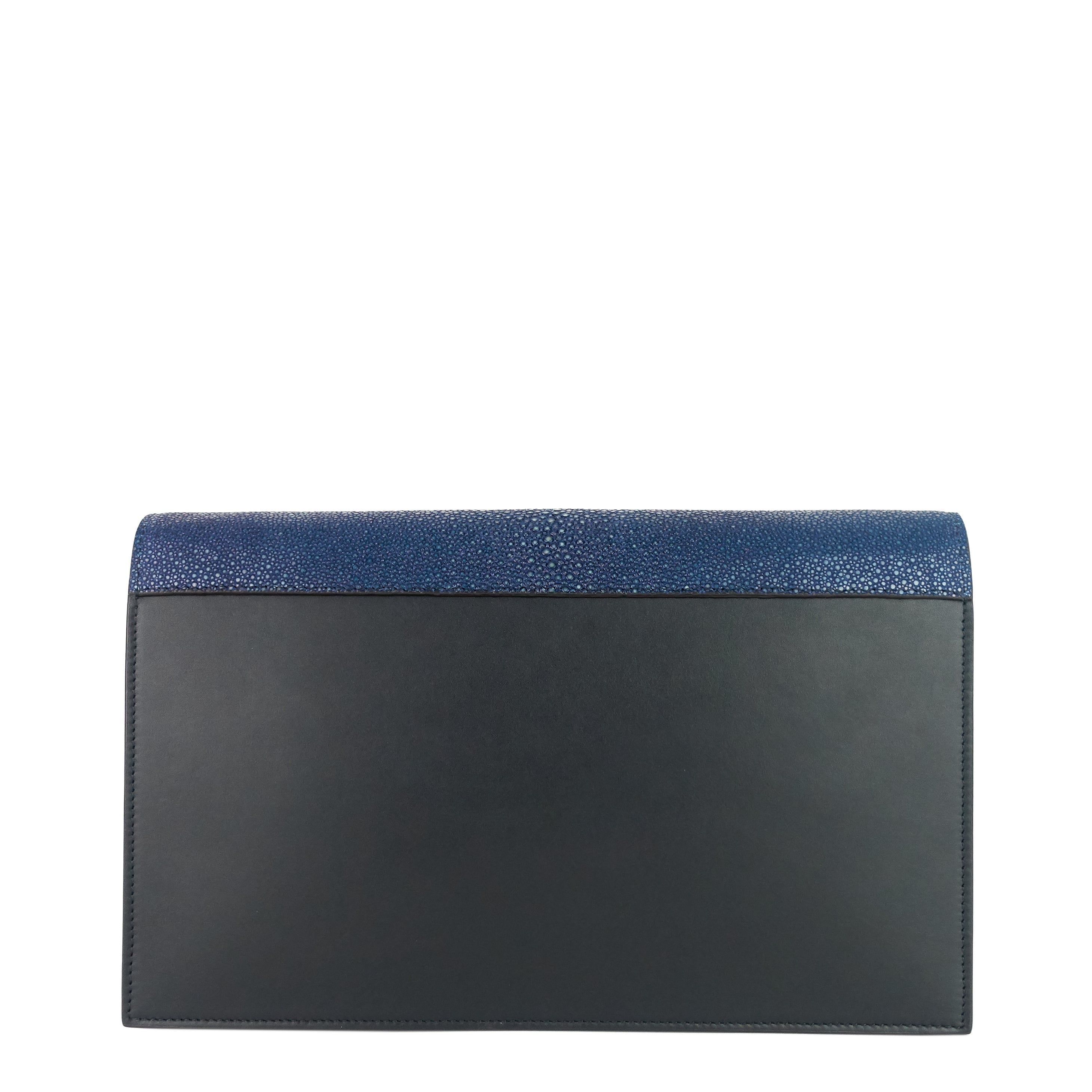 CELINE Pocket Evening Leather and Shagreen Flap on Chain Bag